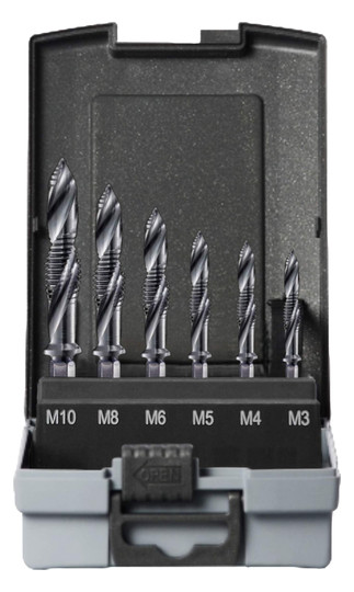 6 PROSTEP Kombi-Gewindebohrer HSS-G TiAlN
6,35 mm [1/4"] 6-kant Aufnahme
M3 - M4 - M5 - M6 - M8 - M10
1 Bit-Halter
